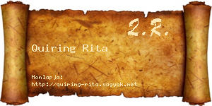 Quiring Rita névjegykártya
