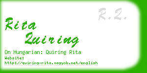 rita quiring business card
